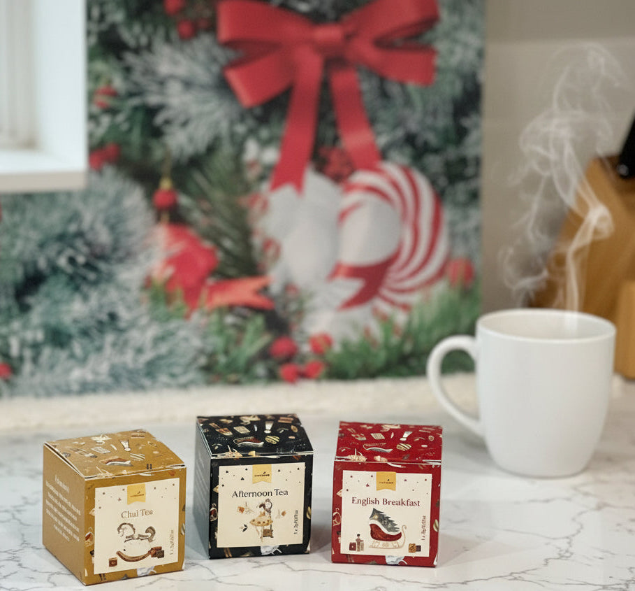 Festive Spa Basket, Mistletoe Birch Scented Candle, Collagen Mask, Exfoliating Foot Mask, Slippers, Tea and More