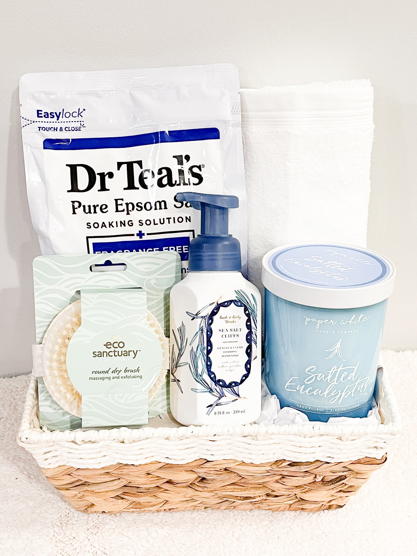 Seaside Gift Basket, Thinking of You, Spa, Happy Birthday, Relax, Candle, Exfoliating Brush and More