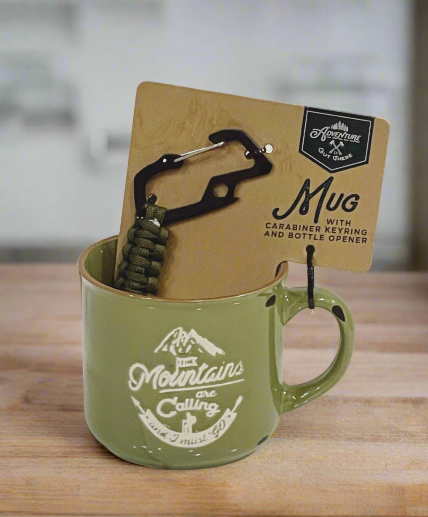 Ceramic Rustic Mug with Carabiner Keyring and Bottle Opener, Gift for Him, Gift for Coworker, Happy Birthday