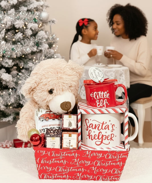 Mommy and Me Hot Chocolate and Tea Gift Set with Teddy Bear