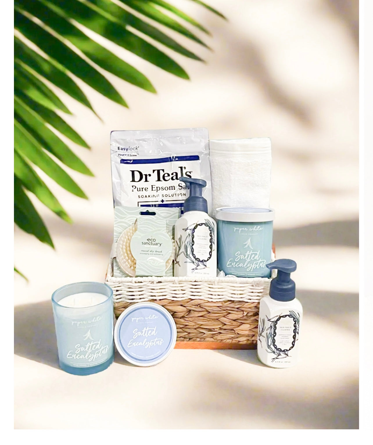 Seaside Gift Basket, Thinking of You, Spa, Happy Birthday, Relax, Candle, Exfoliating Brush and More